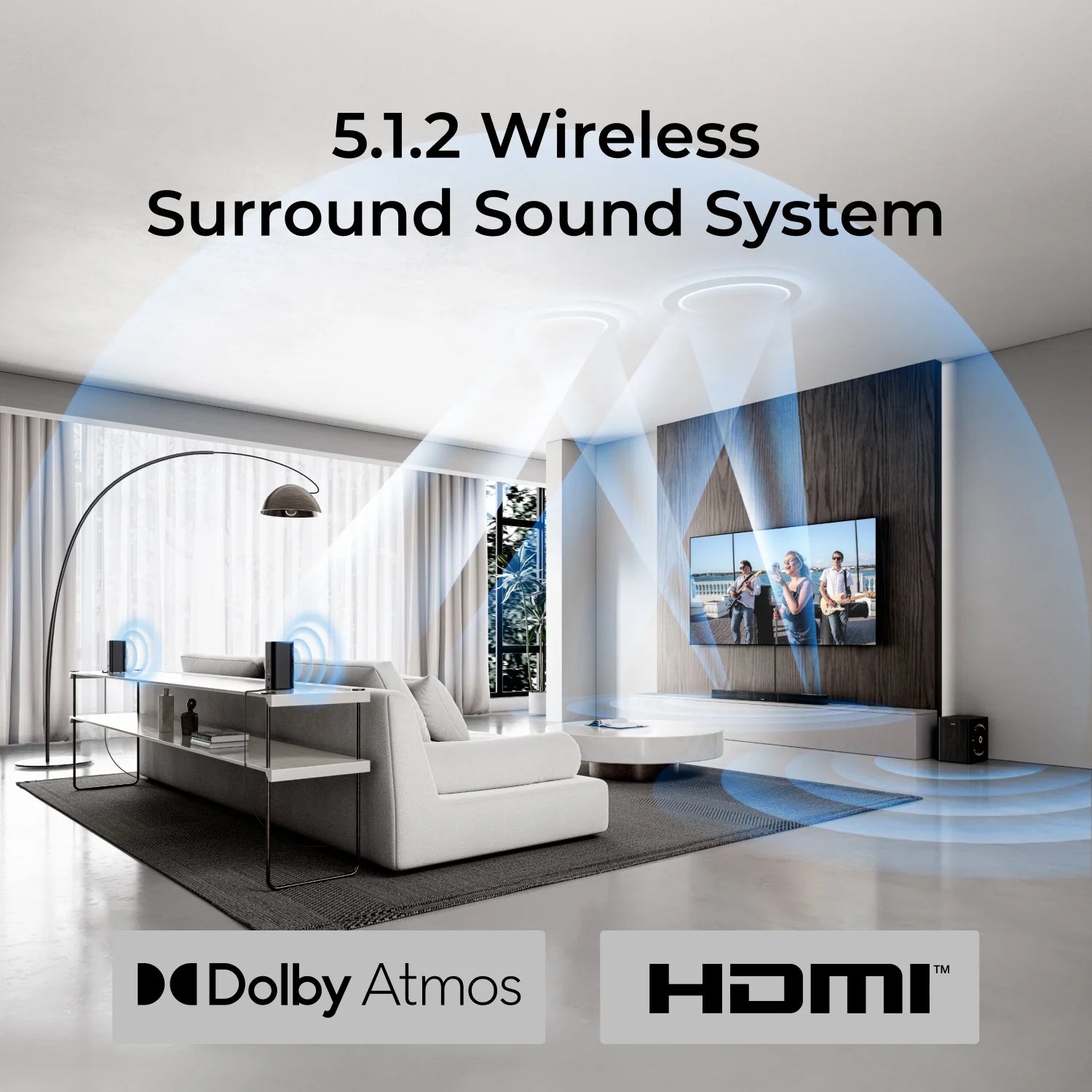 5.1.2Ch Sound Bar with Dolby Atmos, Surround Sound System for TV with 2 Surround Speakers, Sound Bar for Smart TV, Soundbar with Subwoofer for Home Theater, BT 5.4, HDMI Earc, Skywave Series